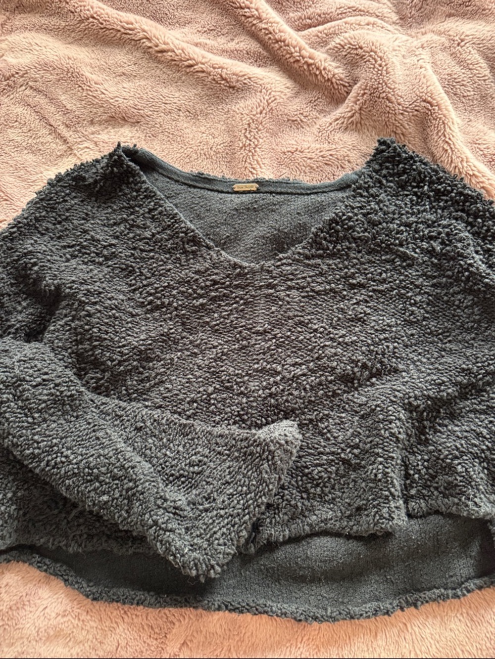 Free people cropped black v neck sweater